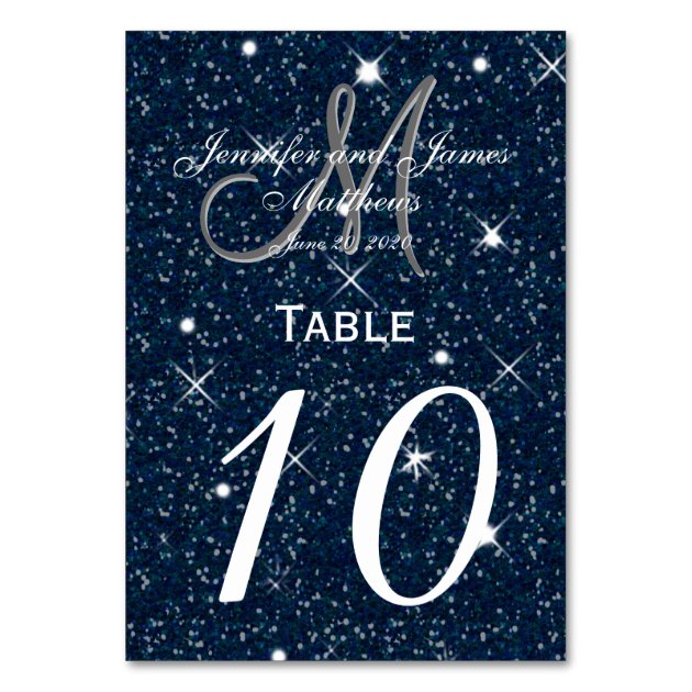 Starry Night Wedding Table Number Card