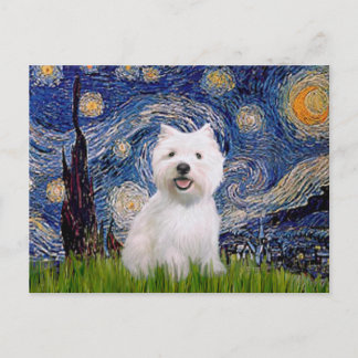 Starry Night - Westie 2 Postcard