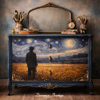 Starry Night Wheat Field Landscape Decoupage