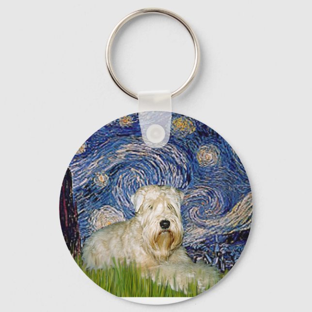 Starry Night - Wheaten Terrier 1 Keychain (Front)