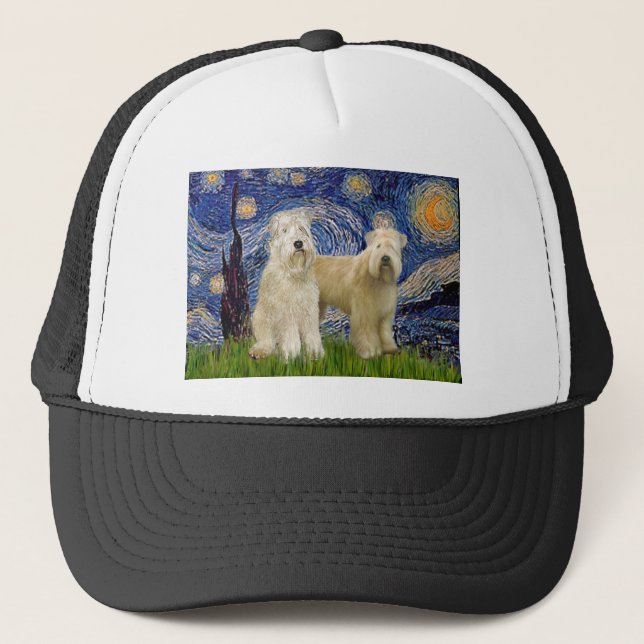 Starry Night - Wheaten Terriers (two) Trucker Hat (Front)