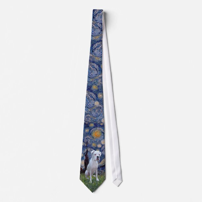 Starry Night - White Boxer Neck Tie (Front)