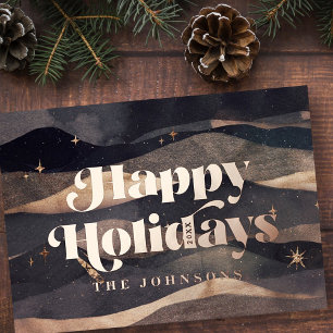 Starry Night Winter Sky Modern Elegant Chic Foil Holiday Card