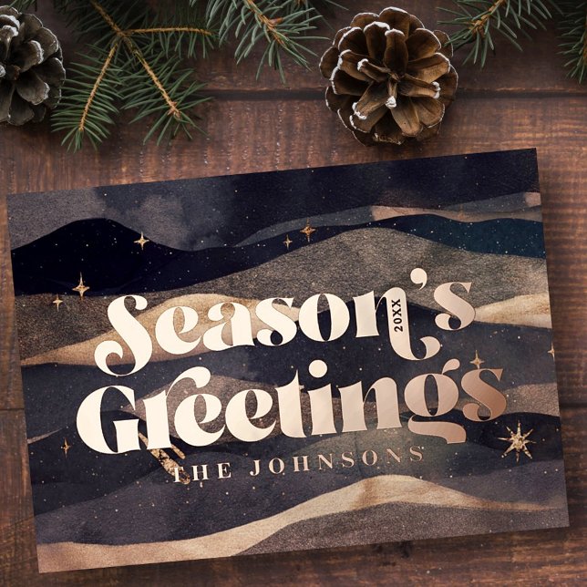 Starry Night Winter Sky Modern Elegant Chic Foil Holiday Card (Creator Uploaded)