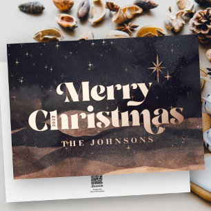 Starry Night Winter Sky Modern Elegant Chic Foil Holiday Card