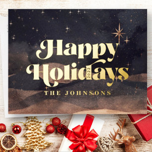 Starry Night Winter Sky Modern Elegant Chic Foil Holiday Postcard