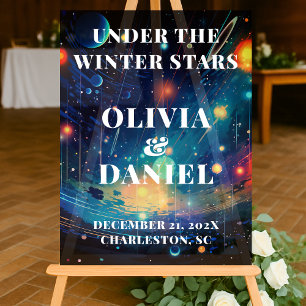 Starry Night Winter Wedding Welcome Acrylic Sign