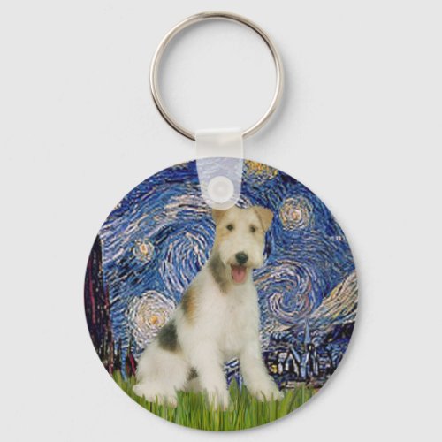 Starry Night _ Wire Fox Terrier M Keychain