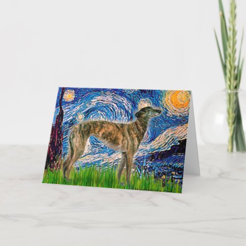 Starry Night with a Brindle Greyhound Card