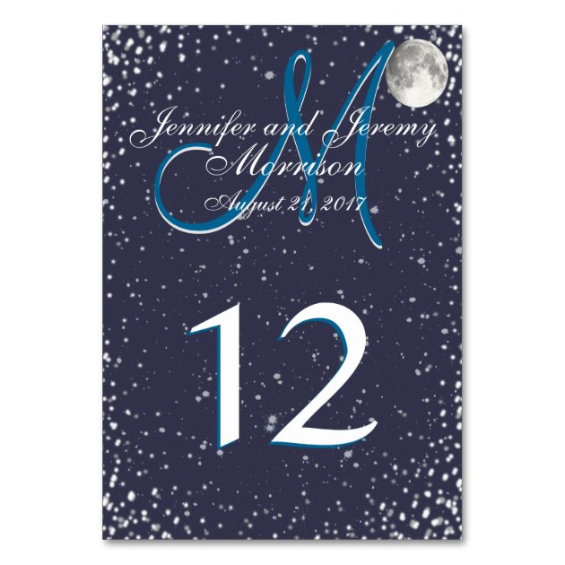 Starry Night With Moon Monogram Invitation