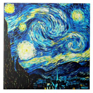 Starry Night, world famous painting by Van Gogh, Ceramic Tile
