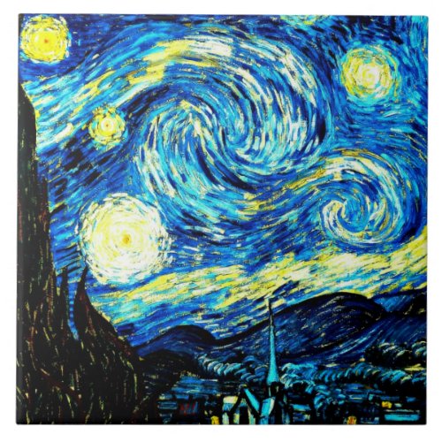Starry Night world famous painting by Van Gogh Ceramic Tile