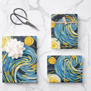 Starry Night Wrapping Paper Sheets
