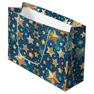 Starry Night Wrapping Paper Shimmering and Festive Large Gift Bag
