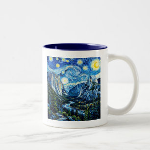 Starry Night Yosemite National Park Two-Tone Coffee Mug