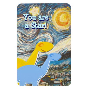 Starry Night You Are A Star Cute Dinos Magnet by dinoshop at Zazzle