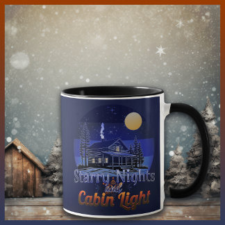 Starry Nights and Cabin Light Retro Sunset Mug