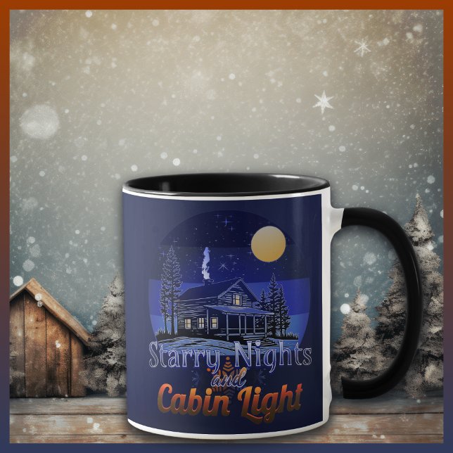 Starry Nights and Cabin Light Retro Sunset Mug (Creator Uploaded)