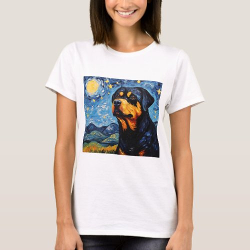 Starry Nights Canine Muse _ A Tribute in Vintage  T_Shirt