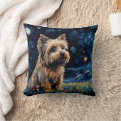 Starry Night's Loyal Sentinel - Dog's Tribute in W Throw Pillow (Blanket)