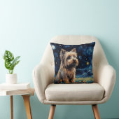 Starry Night's Loyal Sentinel - Dog's Tribute in W Throw Pillow (Chair)