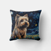 Starry Night's Loyal Sentinel - Dog's Tribute in W Throw Pillow (Back)