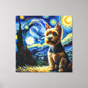 Starry Norwich Terrier Dog Portrait - Pet Portrait Canvas Print
