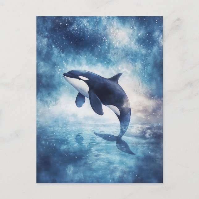 Starry Orca Whale Celestial Galaxy Postcard (Front)