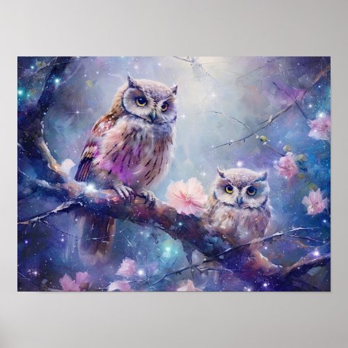 Starry Owls Poster