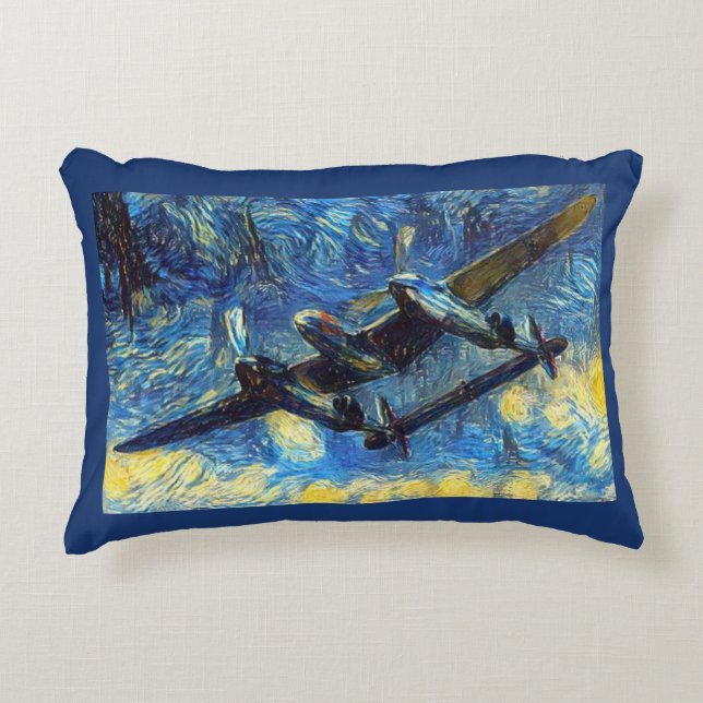 Starry P-38 Night Accent Pillow (Front)