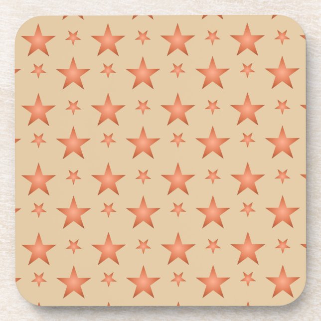 Starry pattern in gradient terracotta orange  beverage coaster (Front)