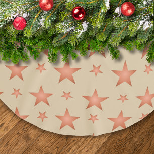 Starry pattern in gradient terracotta orange brushed polyester tree skirt