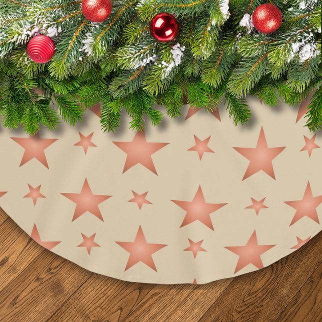 Starry pattern in gradient terracotta orange  brushed polyester tree skirt (Creator Uploaded)