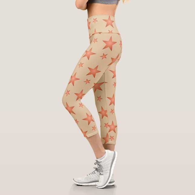 Starry pattern in gradient terracotta orange  capri leggings (Left)