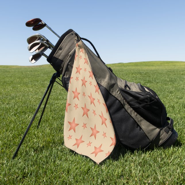 Starry pattern in gradient terracotta orange  golf towel (Green)