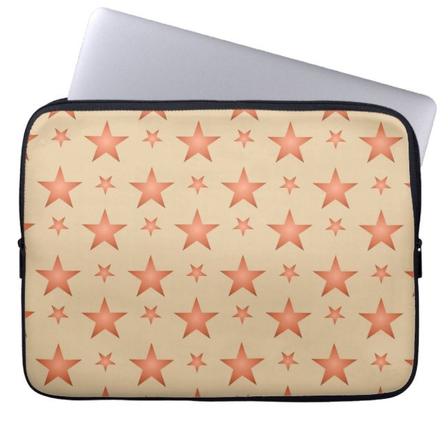 Starry pattern in gradient terracotta orange  laptop sleeve (Front)