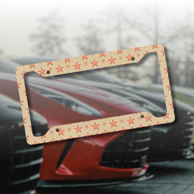 Starry pattern in gradient terracotta orange  license plate frame (Creator Uploaded)