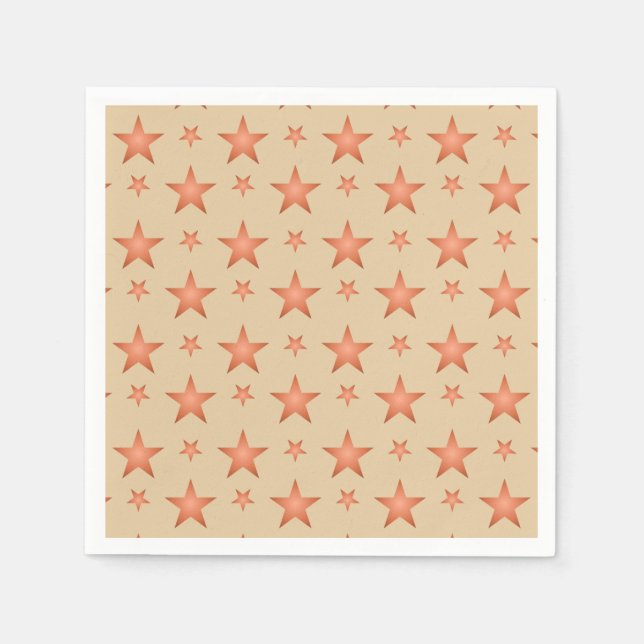 Starry pattern in gradient terracotta orange  napkins (Front)
