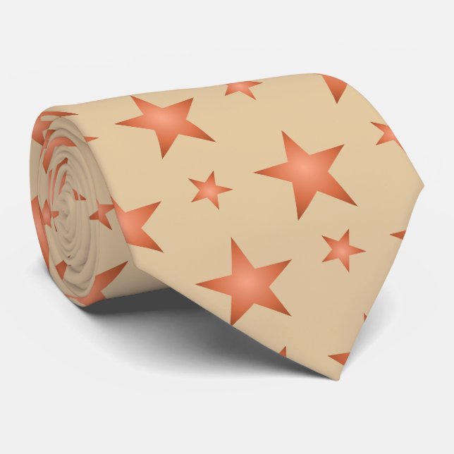 Starry pattern in gradient terracotta orange  neck tie (Rolled)