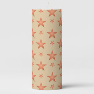 Starry pattern in gradient terracotta orange pillar candle