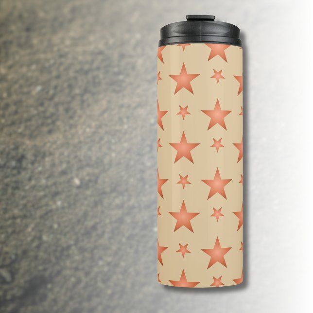 Starry pattern in gradient terracotta orange  thermal tumbler (Creator Uploaded)