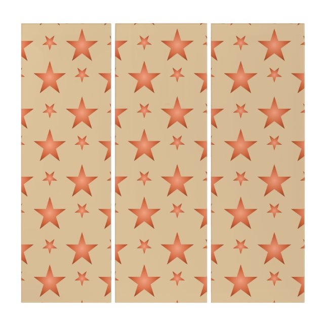 Starry pattern in gradient terracotta orange  triptych (Front)