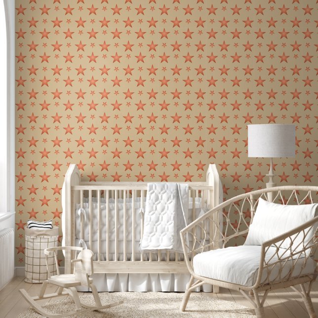 Starry pattern in gradient terracotta orange  wallpaper  (Kids)