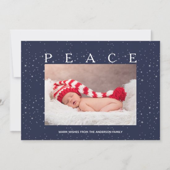 Starry Peace on Navy Blue Christmas Holiday Photo