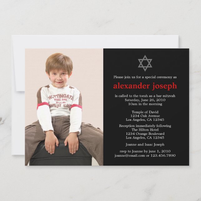 Starry Photo Bar Mitzvah Invitation (Front)