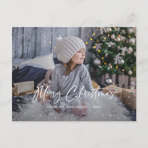 Starry Photo Merry Christmas Holiday Postcard