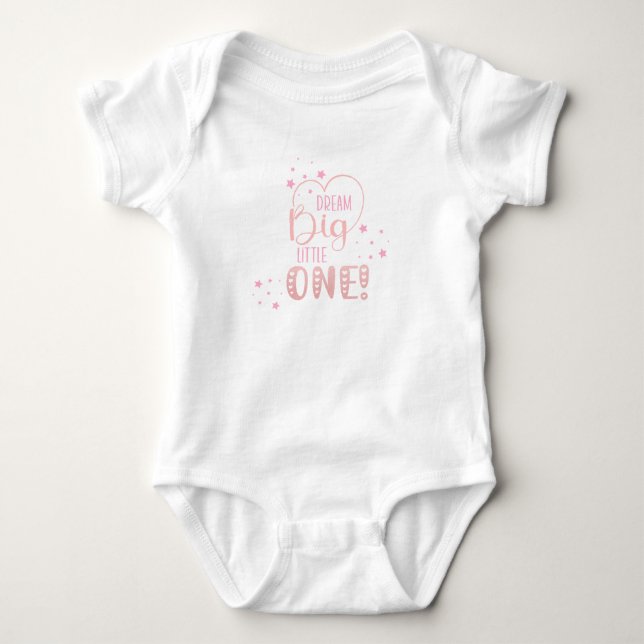 Starry Pink Dream Big Little One Heart Baby Girl Baby Bodysuit (Front)