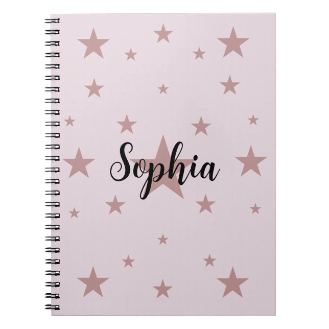 Starry Pink: Personalized Spiral Notebook (Front)
