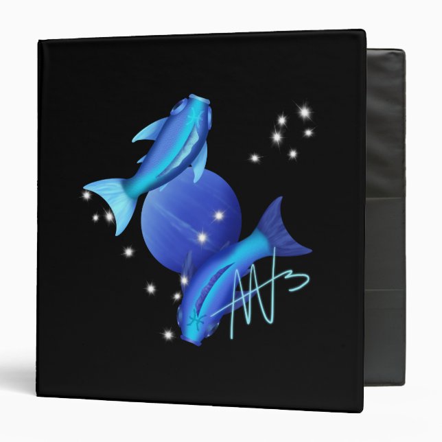 Starry Pisces Neptune Zodiac 3 Ring Binder (Front/Inside)
