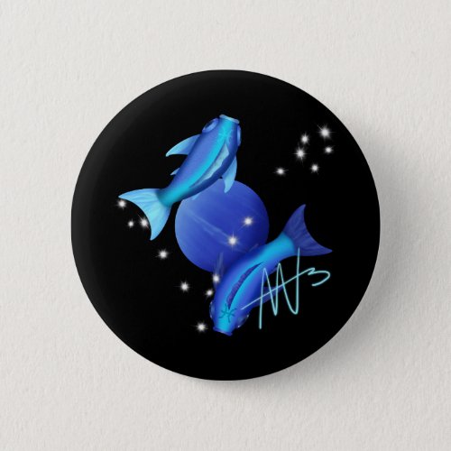 Starry Pisces Neptune Zodiac Button